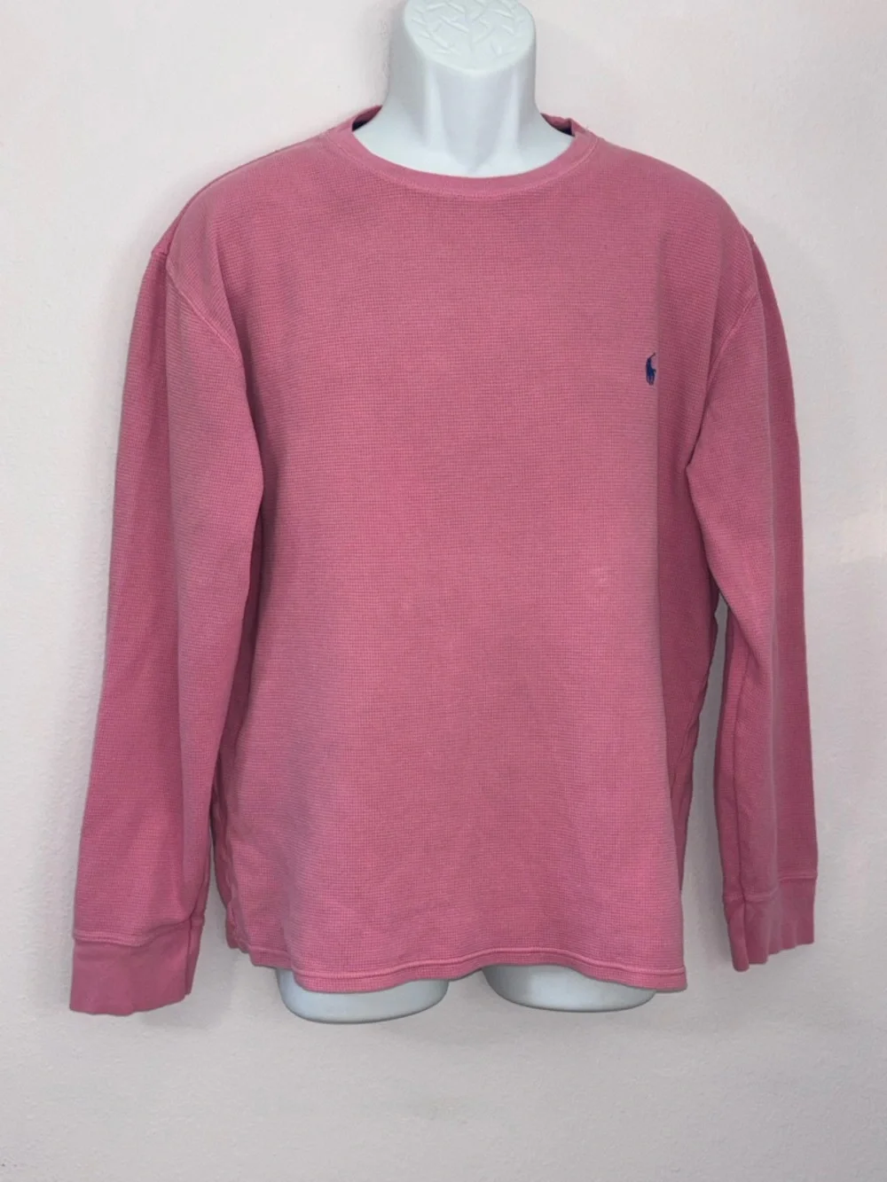 POLO RALPH LAUREN Pencil Eraser Pink Long Sleeve Cotton Waffle Shirt 50 Size L